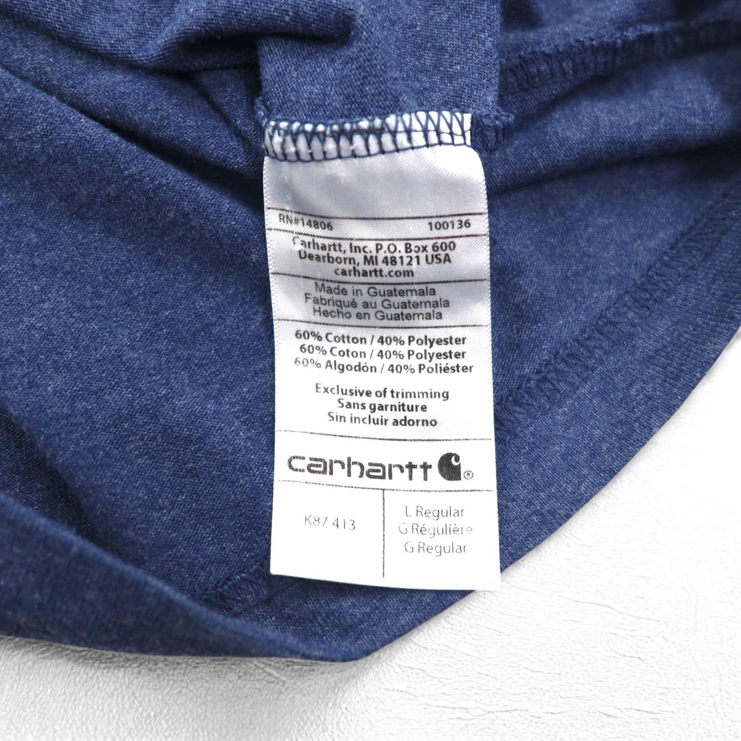 carhartt ポケット付き Tシャツ ポケT L ブルー ORIGINAL FIT グアテマラ製