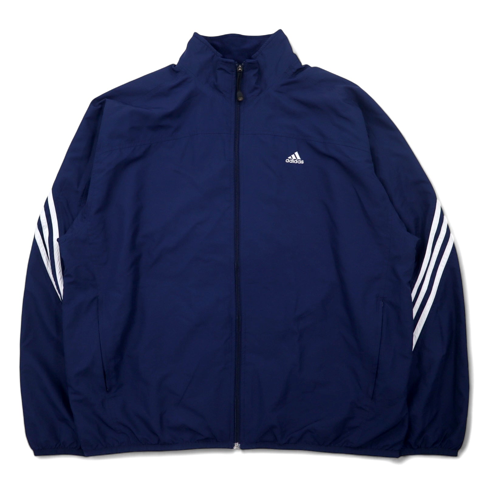 日本然リトテ-古着オンライン-adidas ナイロンジャケット ジャージ 4XO ネイビー 3ストライプ 刺繍 メッシュライナー-adidas Windbreaker Jersey 4XO Navy 3 Striped Embroidery Mesh Liner