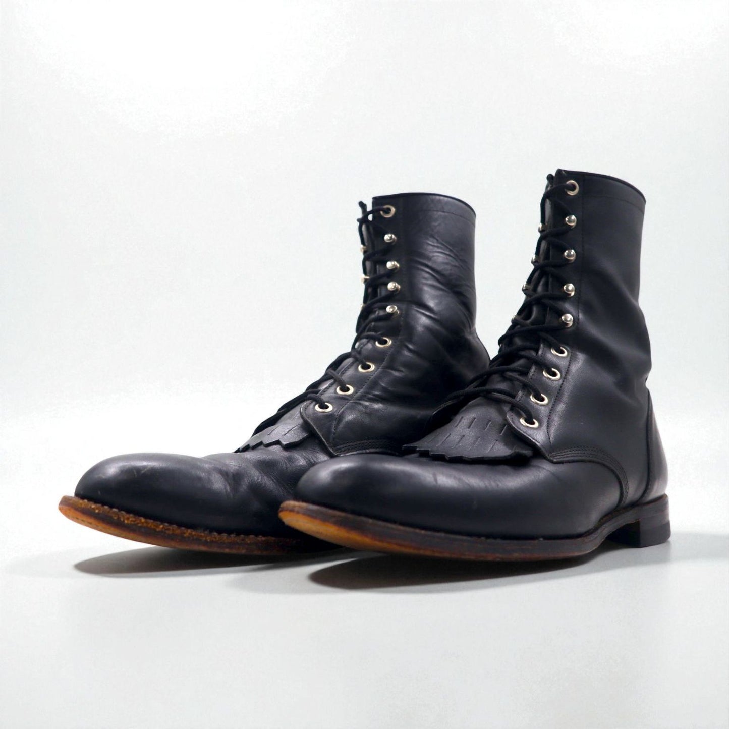 Justin レースアップブーツ 27.5cm ブラック キルト レザー STYLE 506 73170 V1511