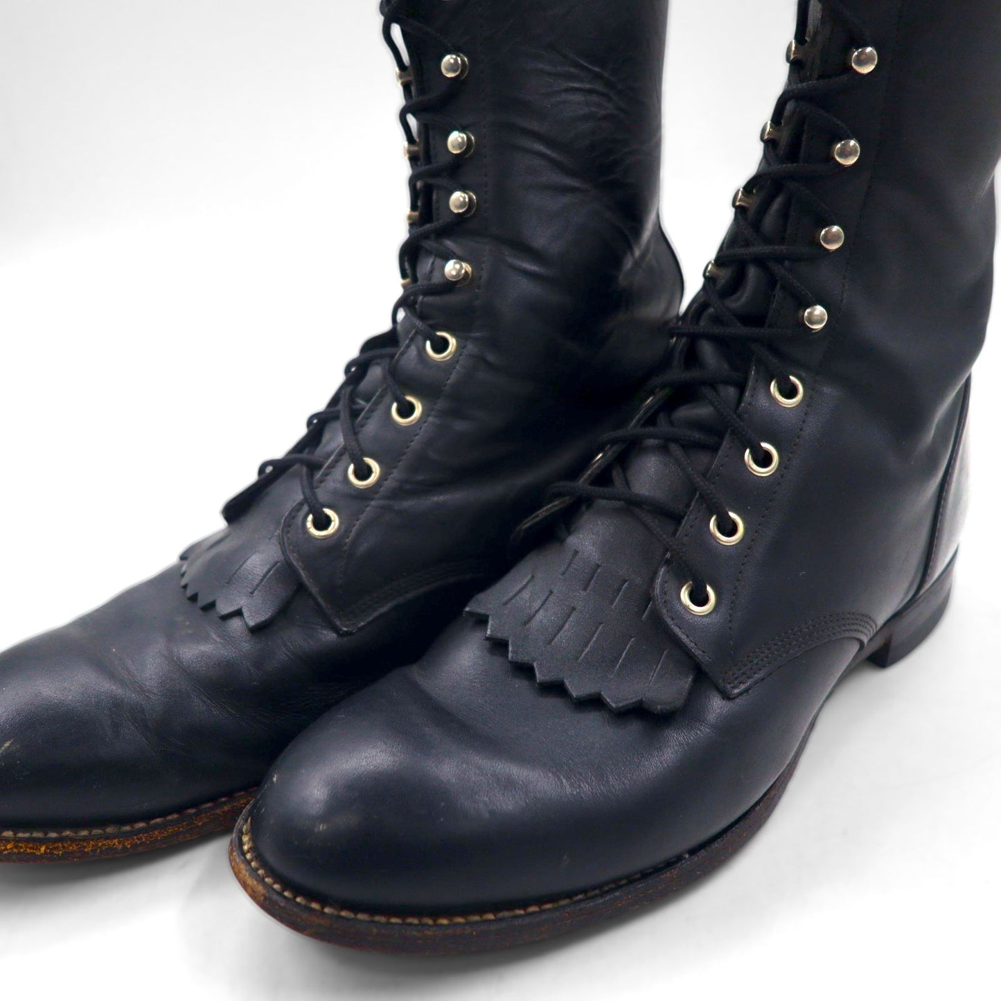 Justin レースアップブーツ 27.5cm ブラック キルト レザー STYLE 506 73170 V1511