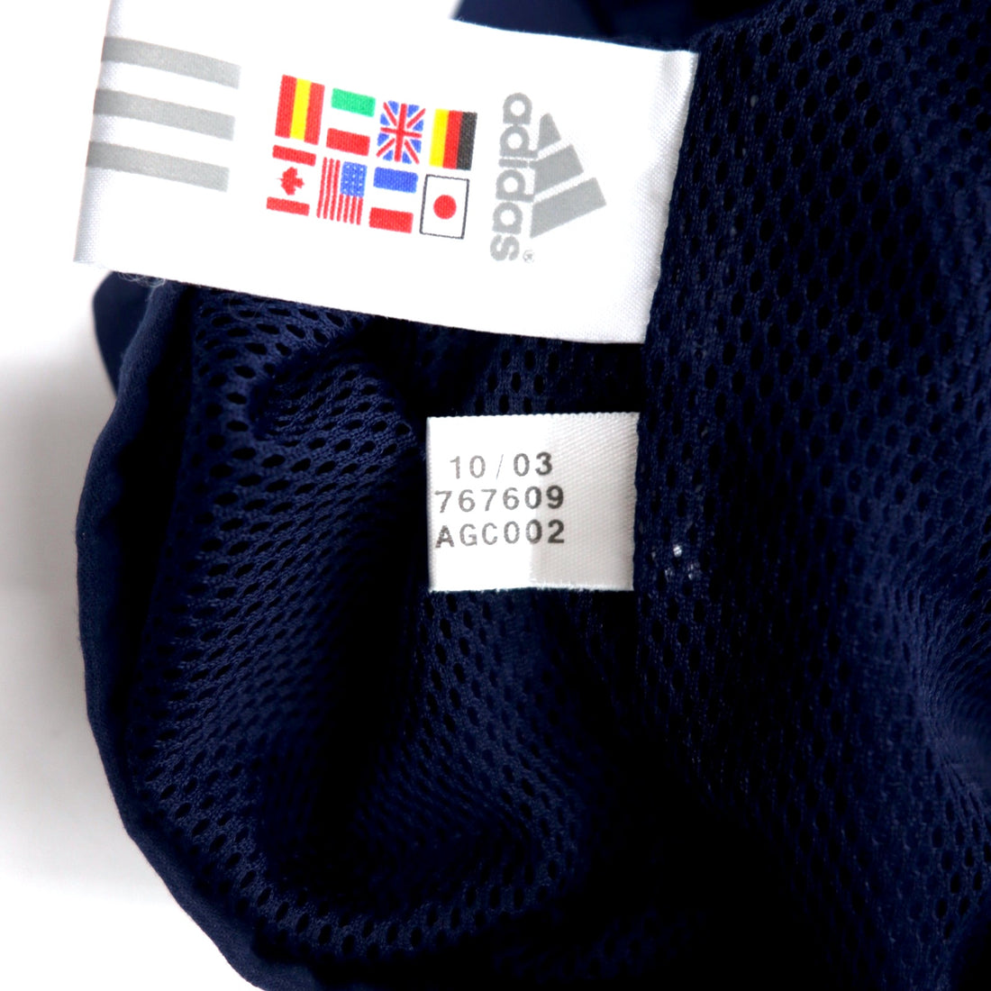 adidas nylon jacket jersey 4XO navy 3 stripes embroidered mesh liner