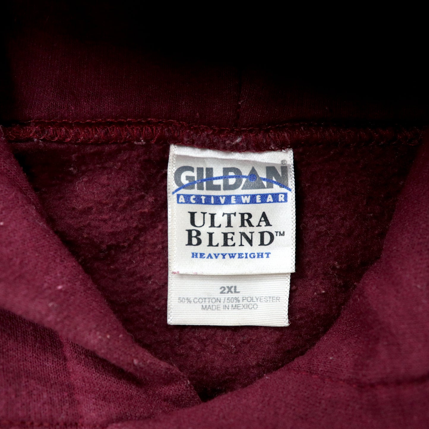 GILDAN ビッグサイズ カレッジプリントパーカー 2XL ボルドー コットン 裏起毛 VIRGINIA TECH 90年代 メキシコ製