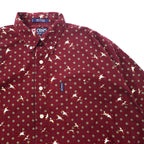 CHAPS RALPH LAUREN 90s All-over Print Button-Down Shirt L Bordeaux Cotton Camo