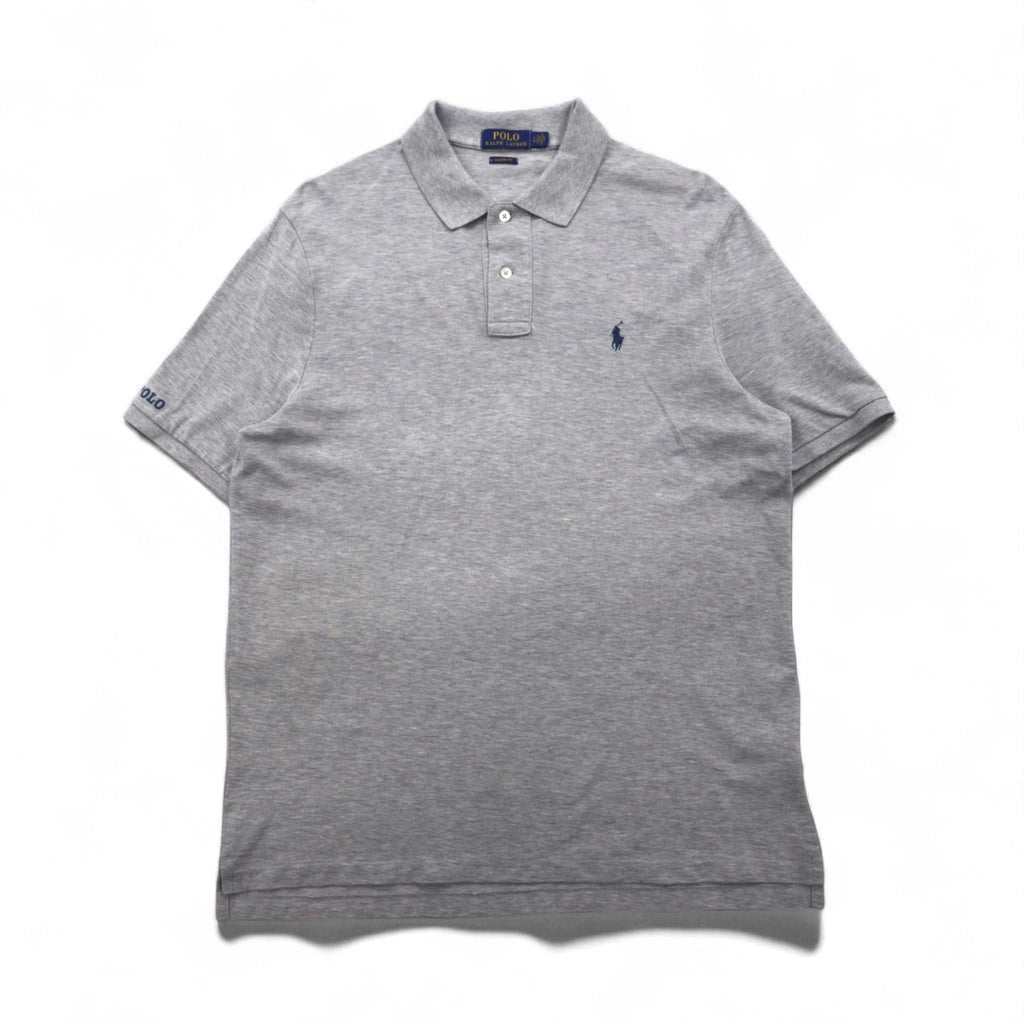 POLO RALPH LAUREN Classic Fit Polo Shirt, Size L, Gray Cotton, Pique with Small Pony Embroidery