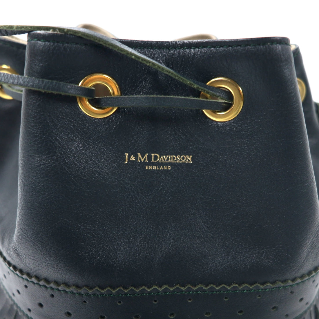 J&amp;M DAVIDSON FRINGE CARNIVAL SHOULDER BAG DRAWBACK GREEN LEATHER CARNIVAL