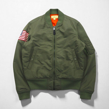 DENIM & SUPPLY RALPH LAUREN ナイロン MA-1 フライトジャケット M カーキ 星条旗 TALONジップ