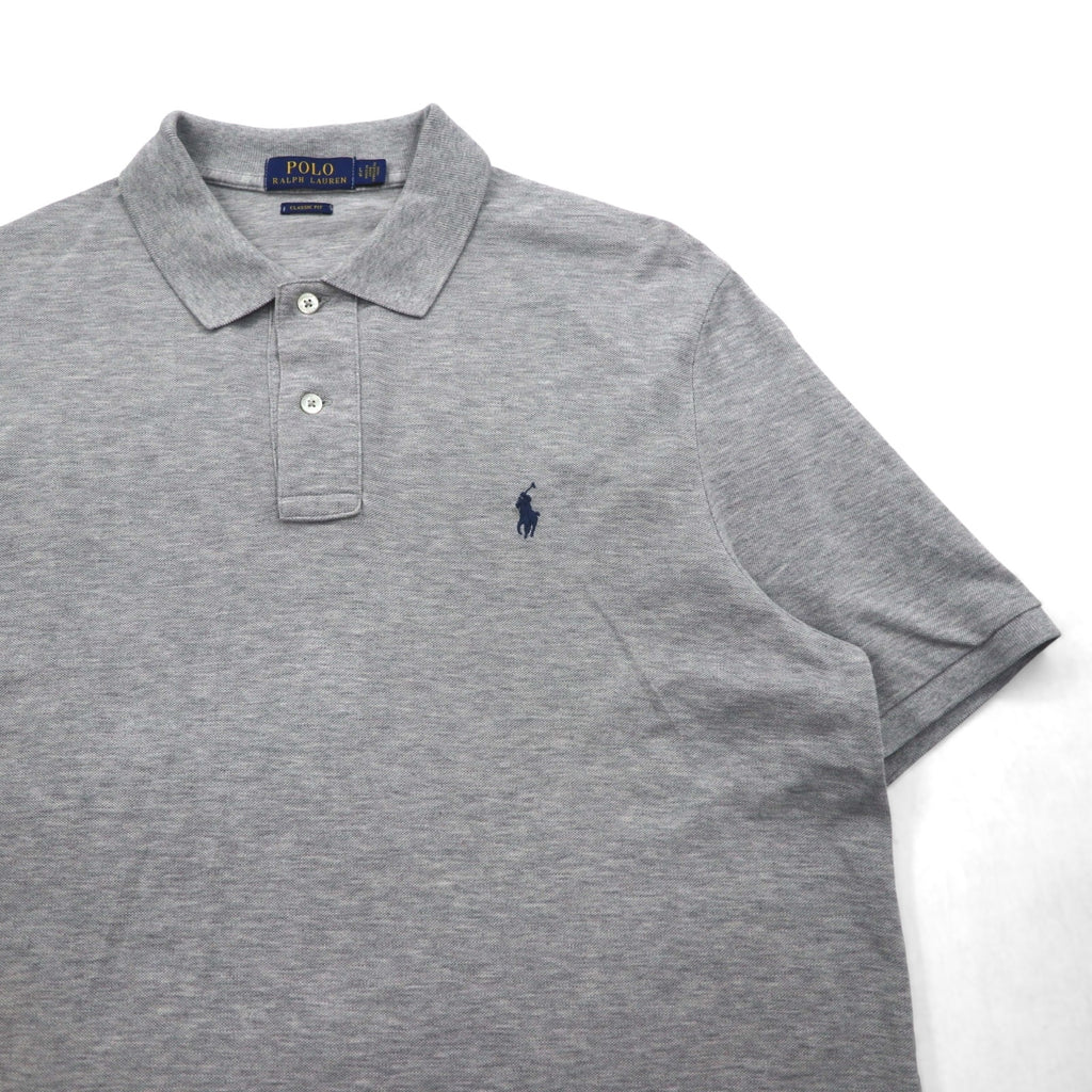 POLO RALPH LAUREN Classic Fit Polo Shirt, Size L, Gray Cotton, Pique with Small Pony Embroidery