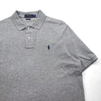 POLO RALPH LAUREN Classic Fit Polo Shirt, Size L, Gray Cotton, Pique with Small Pony Embroidery