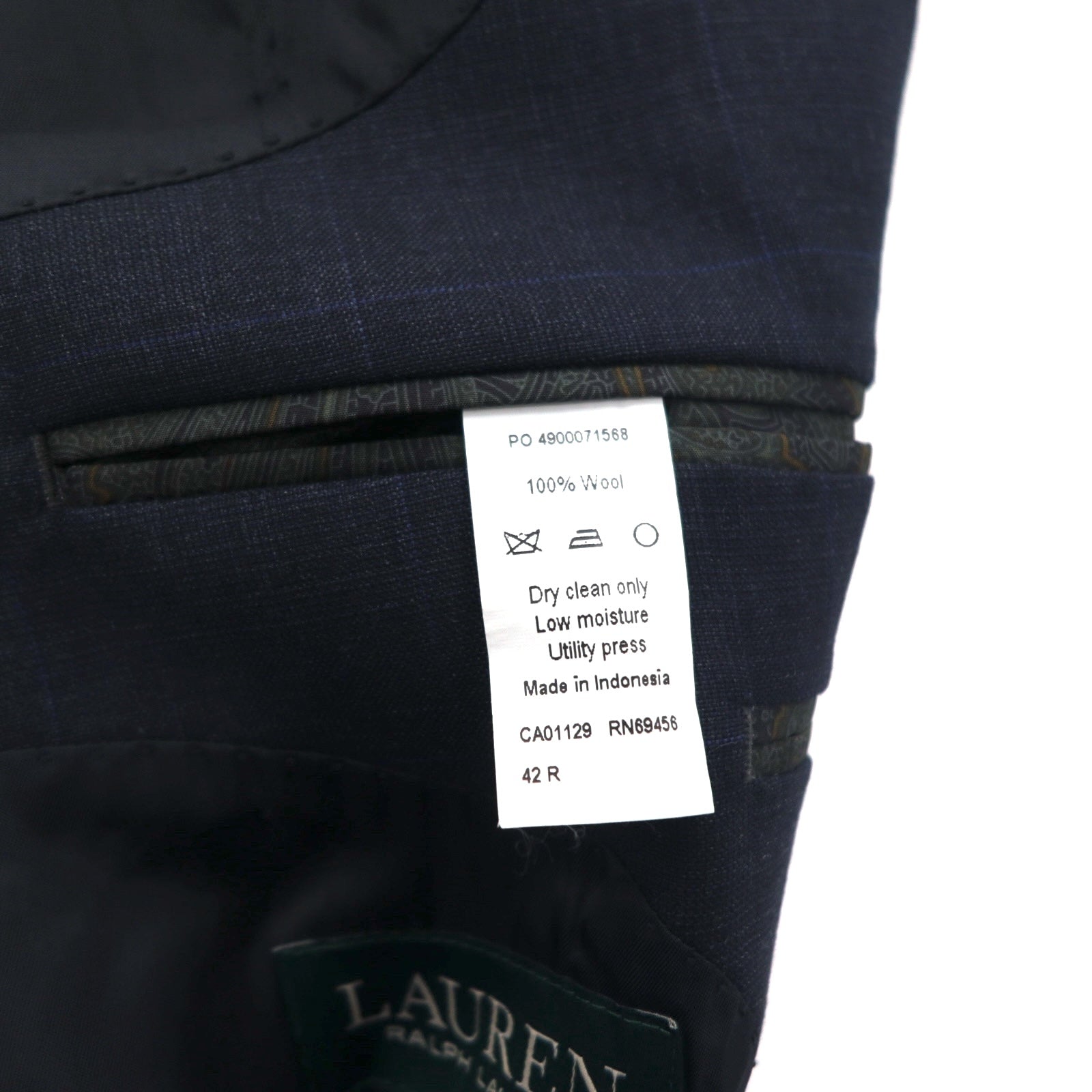 LAUREN RALPH LAUREN 2B Tailored Jacket Suit L Navy Wool