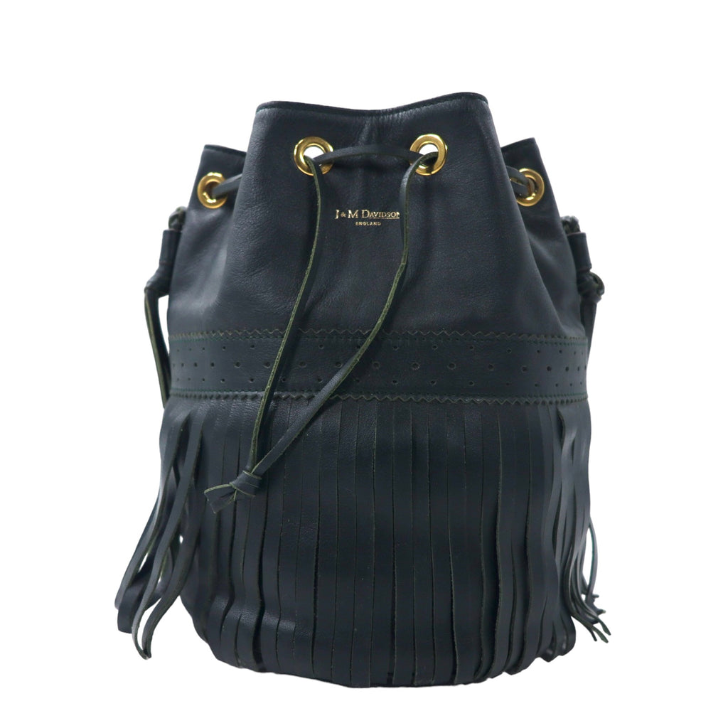 J&M DAVIDSON フリンジ カーニバル ショルダーバッグ 巾着 グリーン レザー CARNIVAL