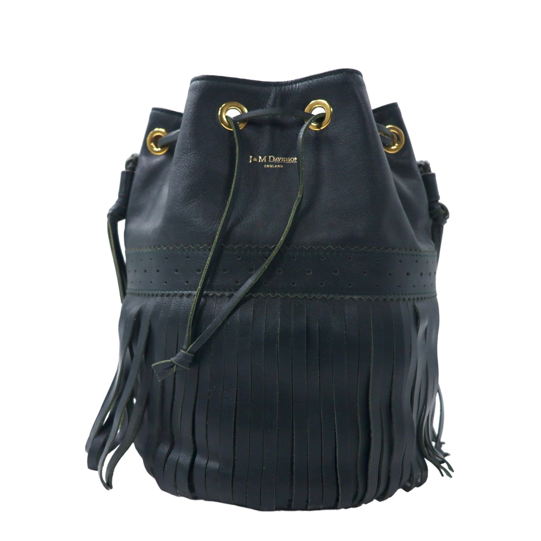 J&amp;M DAVIDSON FRINGE CARNIVAL SHOULDER BAG DRAWBACK GREEN LEATHER CARNIVAL