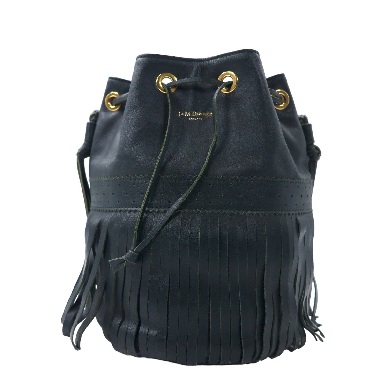 J&M DAVIDSON フリンジ カーニバル ショルダーバッグ 巾着 グリーン レザー CARNIVAL