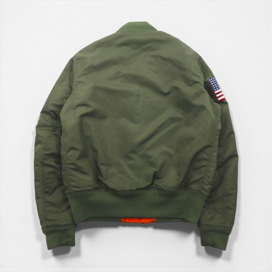DENIM &amp; SUPPLY RALPH LAUREN MA-1 Flight Jacket, Size M, Khaki, Stars and Stripes, Talon Zip