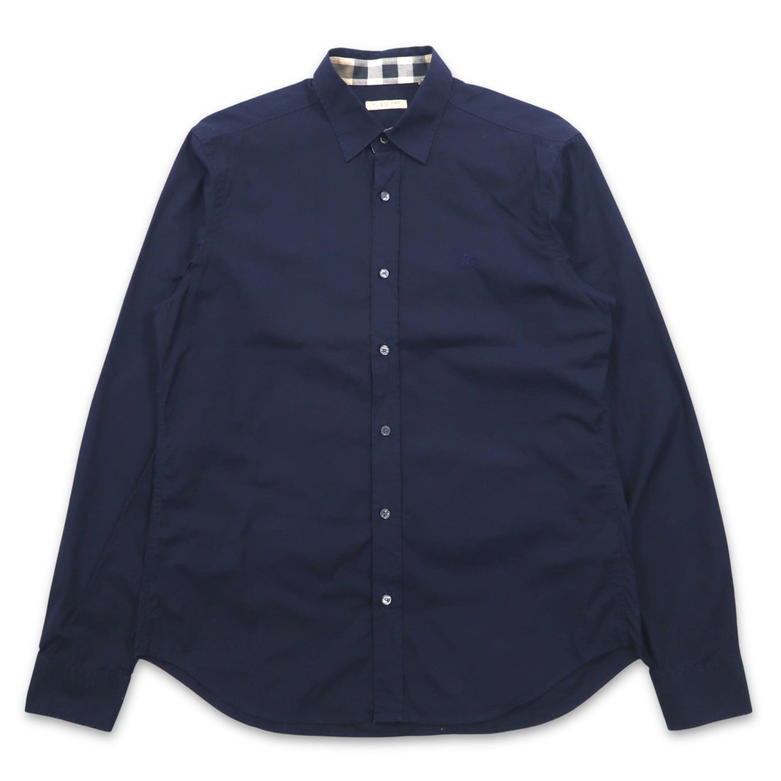 BURBERRY BRIT Dress Shirt L Dark Navy One Point Logo Embroidery THTHAGAR129SAM