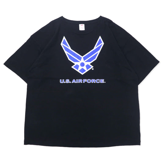 日本然リトテ-古着オンライン-US AIR FORCE 米軍 プリント Tシャツ 2XL ブラック コットン ミリタリー BAYSIDE MADE TEE-US AIR FORCE US Army Print T-Shirt 2XL Black Cotton Military BAYSIDE MADE TEE