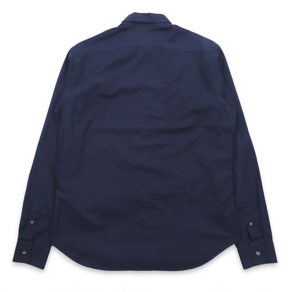 BURBERRY BRIT ドレスシャツ L ダーク ネイビー ワンポイントロゴ刺繍 THTHAGAR129SAM