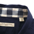 BURBERRY BRIT ドレスシャツ L ダーク ネイビー ワンポイントロゴ刺繍 THTHAGAR129SAM