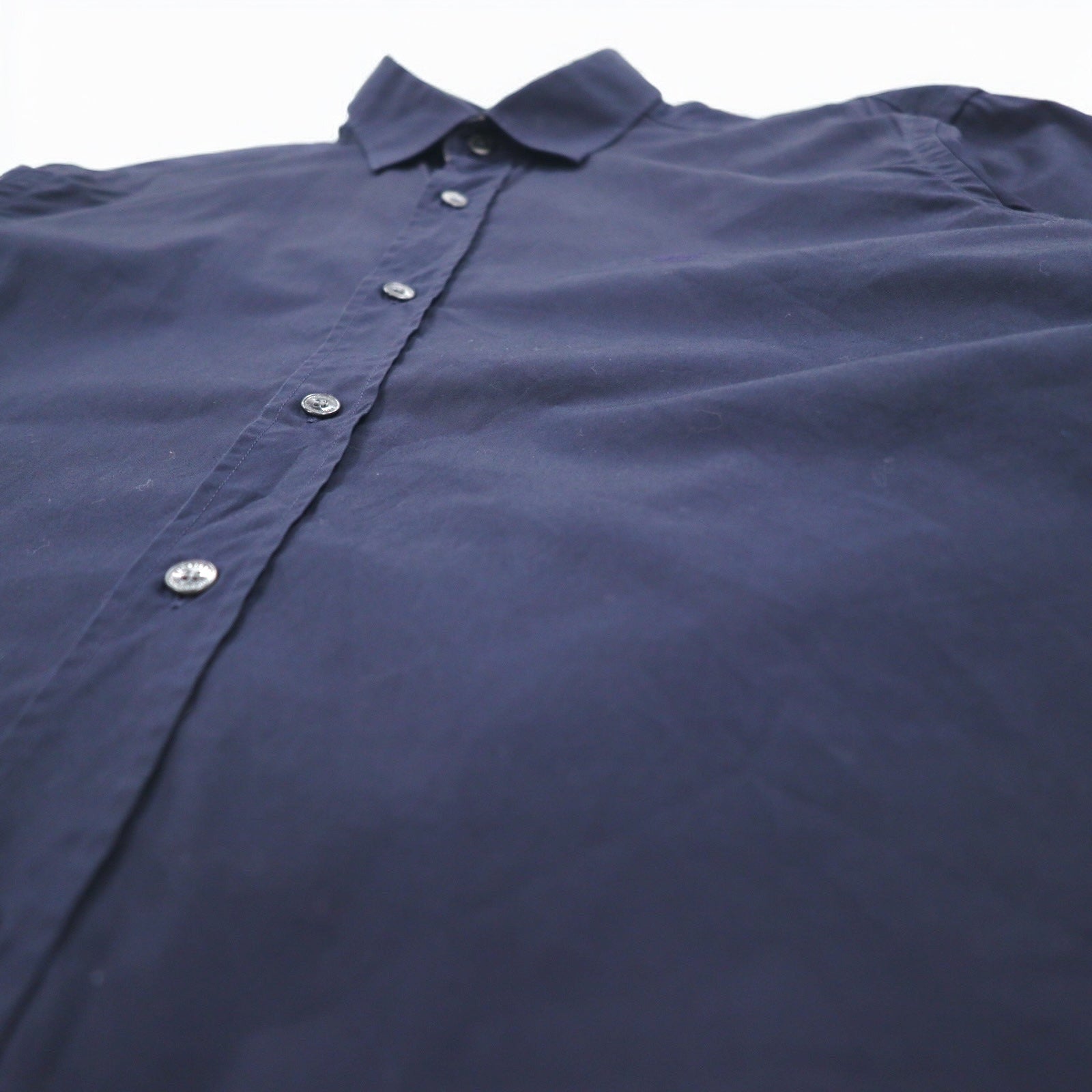 BURBERRY BRIT ドレスシャツ L ダーク ネイビー ワンポイントロゴ刺繍 THTHAGAR129SAM