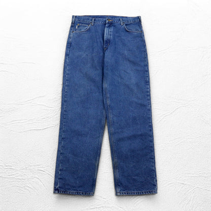 Carhartt Relaxed Fit Flannel Liner Denim Pants XL Indigo Blue Check Lining B172 DST Made in Mexico