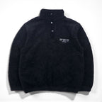 Hard Rock Cafe 90s Half-Snap Boa Fleece Jacket, Size L, Black, with OAKLAND One-Point Logo Embroidery