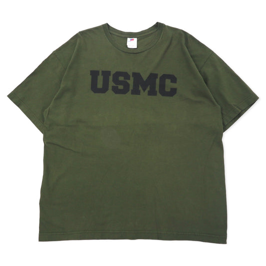 日本然リトテ-古着オンライン-USMC 米軍 プリント Tシャツ XL カーキ コットン ミリタリー BAYSIDE MADE TEE ビッグサイズ-USMC US Army Print T-Shirt XL Khaki Cotton Military BAYSIDE MADE TEE Big Size