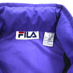 FILA 90s Nylon Jacket L Black Purple Drawstring Retractable Hood Double Zip