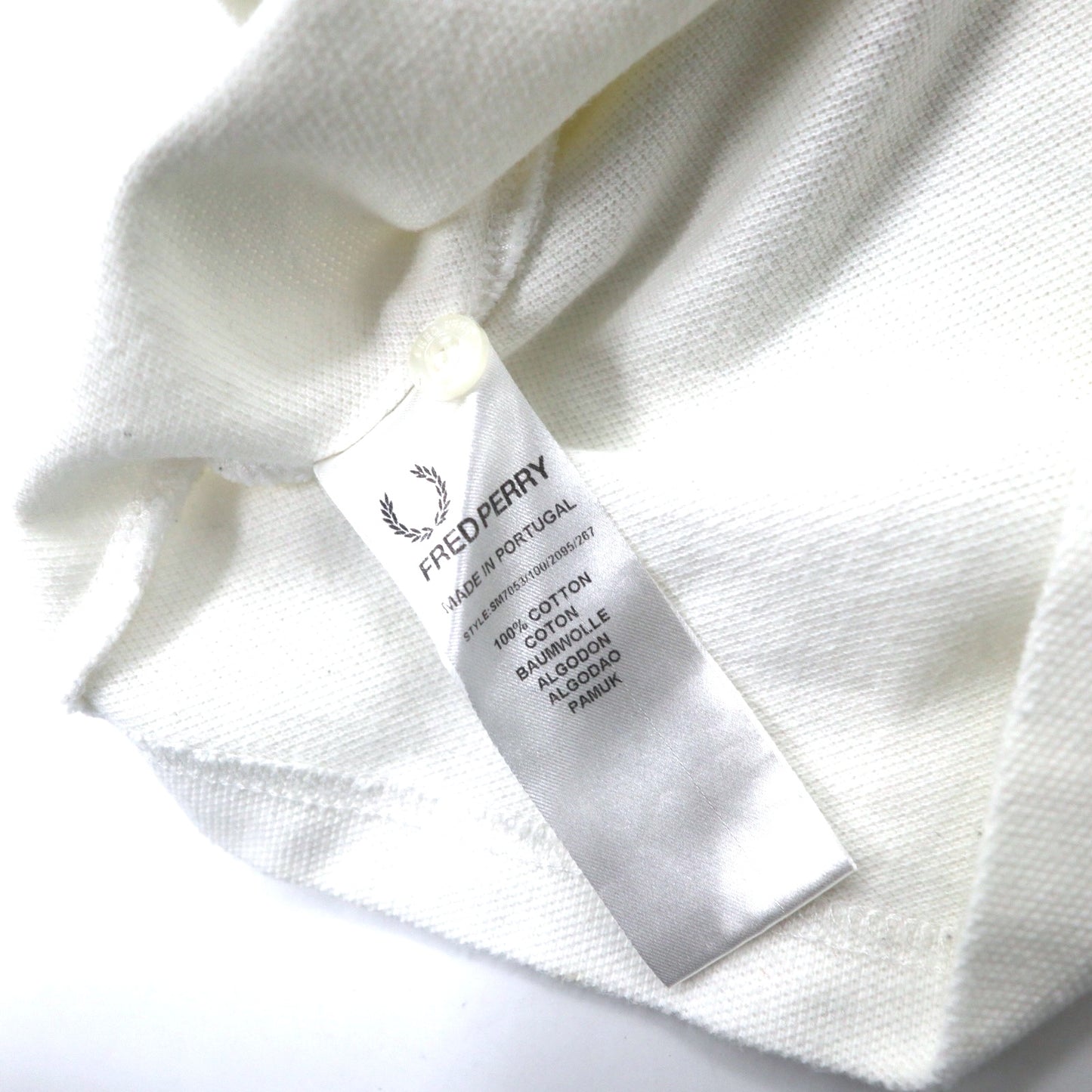 FRED PERRY × STUSSY ポロシャツ 36 ホワイト コットン ナンバリング バックプリント SM7053 ポルトガル製