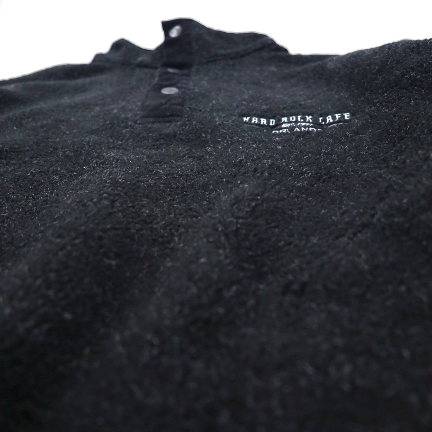 Hard Rock Cafe 90年代 ハーフスナップ ボア フリースジャケット L ブラック ワンポイントロゴ 刺繍 OAKLAND