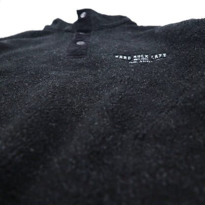 Hard Rock Cafe 90年代 ハーフスナップ ボア フリースジャケット L ブラック ワンポイントロゴ 刺繍 OAKLAND