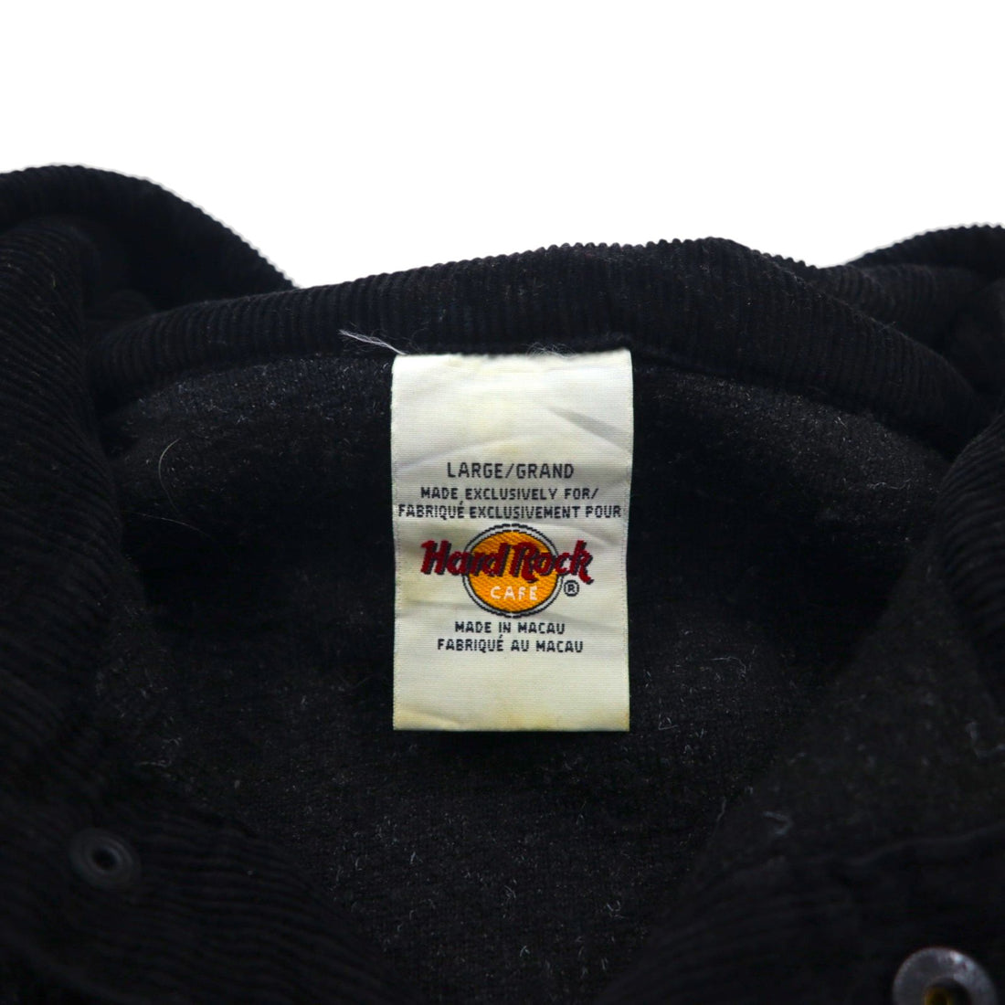 Hard Rock Cafe 90s Half-Snap Boa Fleece Jacket, Size L, Black, with OAKLAND One-Point Logo Embroidery