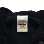Hard Rock Cafe 90s Half-Snap Boa Fleece Jacket, Size L, Black, with OAKLAND One-Point Logo Embroidery