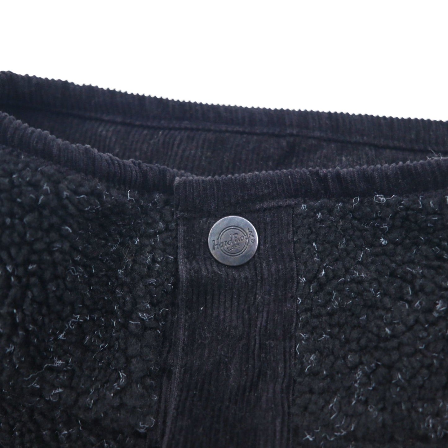 Hard Rock Cafe 90年代 ハーフスナップ ボア フリースジャケット L ブラック ワンポイントロゴ 刺繍 OAKLAND