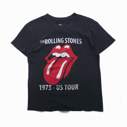 THE ROLLING STONES ローリングストーンズ ロック バンド Tシャツ M ブラック コットン 1975-US TOUR
