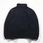 Hard Rock Cafe 90s Half-Snap Boa Fleece Jacket, Size L, Black, with OAKLAND One-Point Logo Embroidery