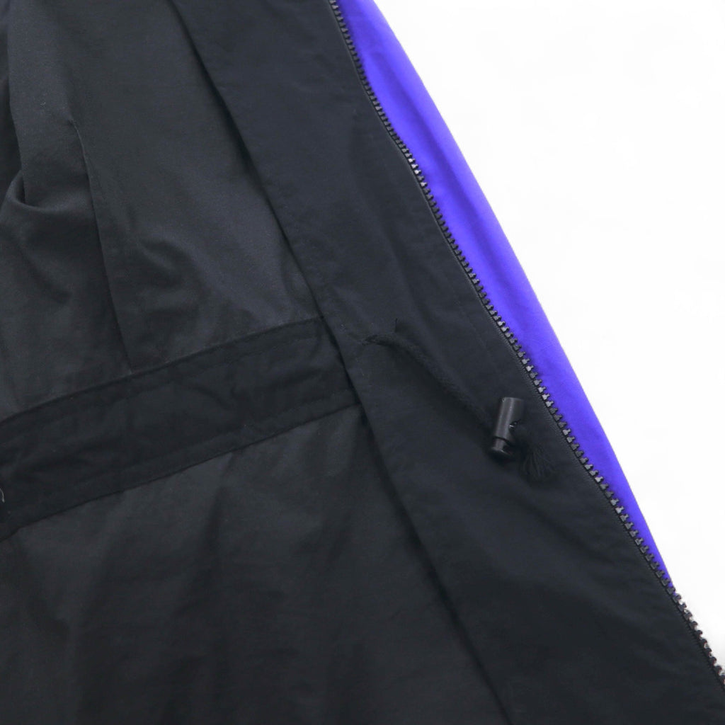 FILA 90s Nylon Jacket L Black Purple Drawstring Retractable Hood Double Zip