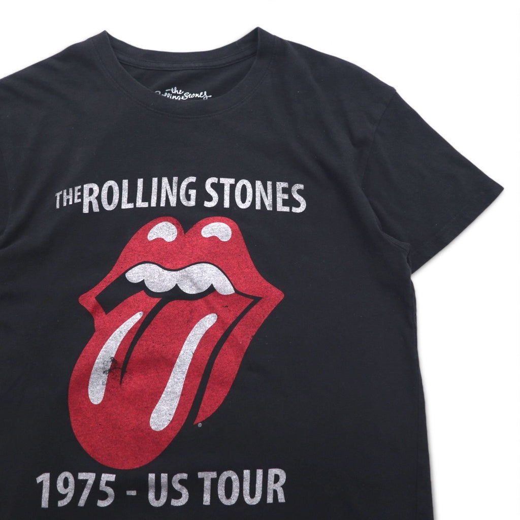 THE ROLLING STONES Rock Band T-Shirt, Size M, Black Cotton, 1975-US Tour