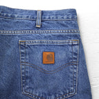 Carhartt Relaxed Fit Flannel Liner Denim Pants XL Indigo Blue Check Lining B172 DST Made in Mexico