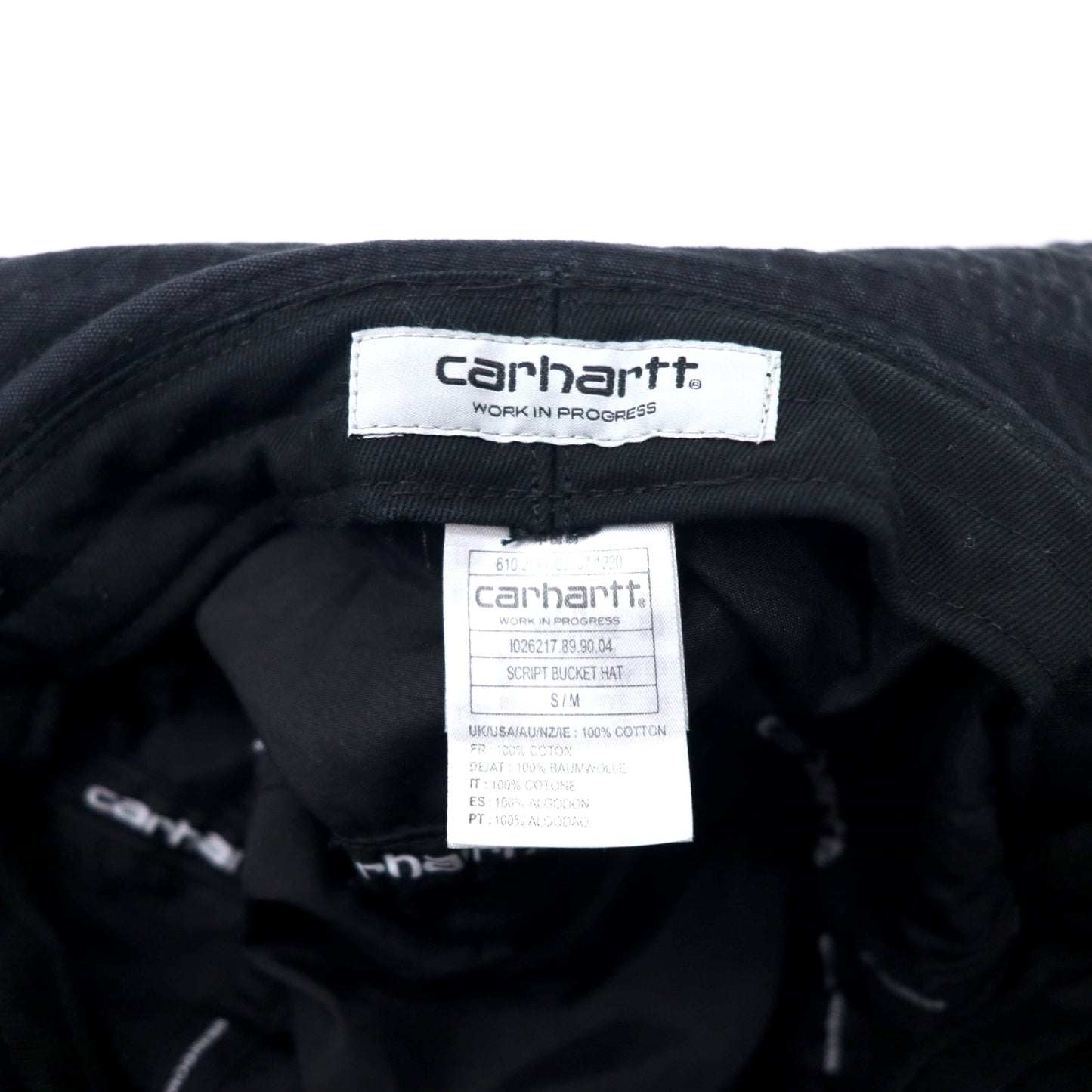 carhartt WIP スクリプト バケットハット S/M ブラック コットン SCRIPT BUCKET HAT