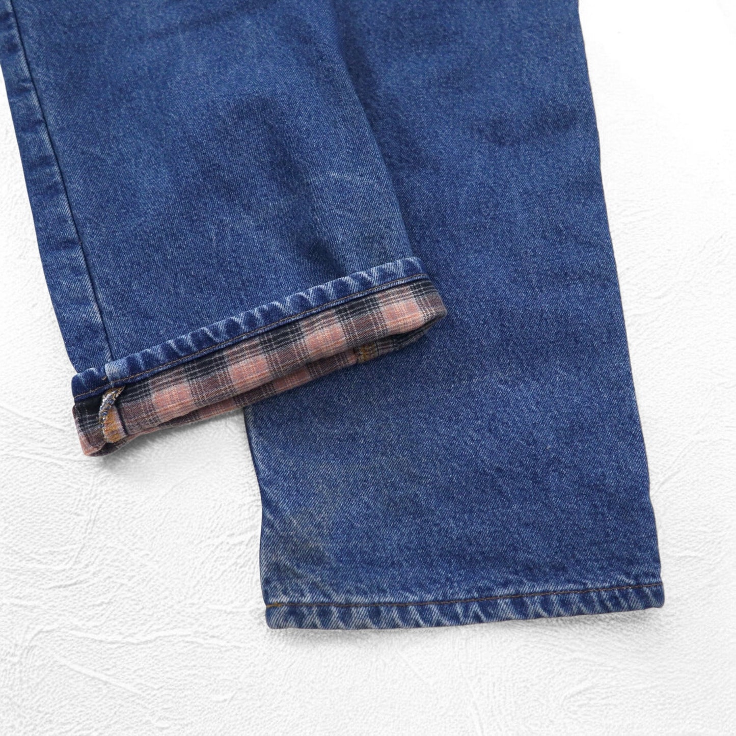 Carhartt Relaxed Fit Flannel Liner Denim Pants XL Indigo Blue Check Lining B172 DST Made in Mexico