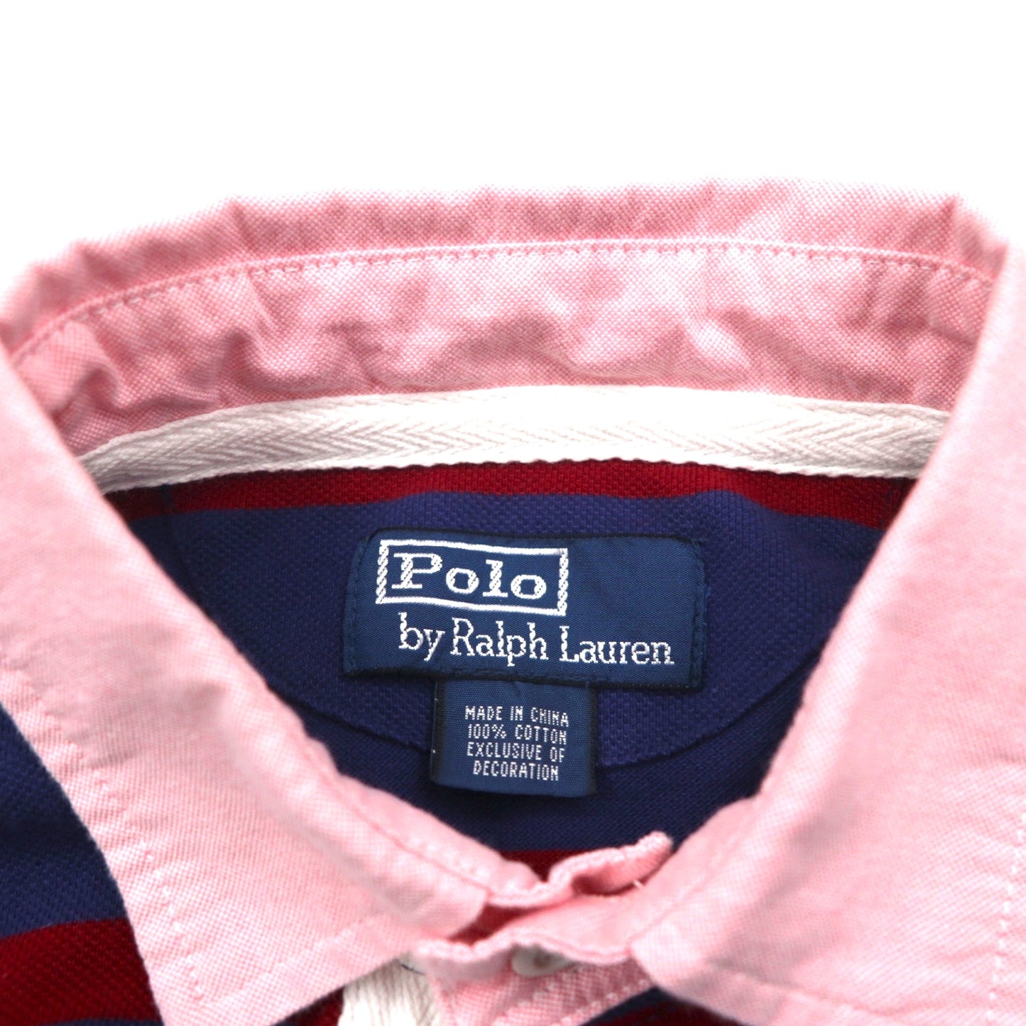 Polo by Ralph Lauren 90s Striped Polo Shirt, Size M, Navy and Red, Cotton, Pique, Embroidered Emblem Logo