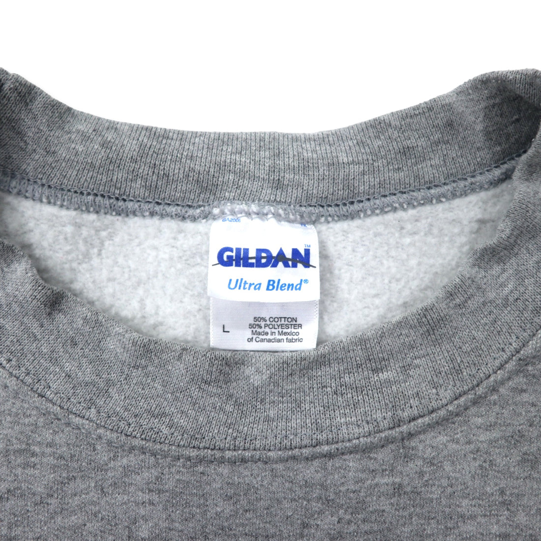 GILDAN 00's College Print Sweatshirt L Gray Cotton Brushed Back FANNING UNIVERSITY Big Size Made in Mexico