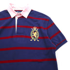 Polo by Ralph Lauren 90s Striped Polo Shirt, Size M, Navy and Red, Cotton, Pique, Embroidered Emblem Logo