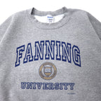 GILDAN 00's College Print Sweatshirt L Gray Cotton Brushed Back FANNING UNIVERSITY Big Size Made in Mexico