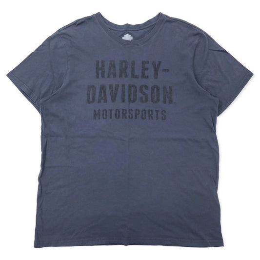 日本然リトテ-古着オンライン-HARLEY DAVIDSON ロゴプリント Tシャツ 2XL グレー コットン ビッグサイズ-HARLEY DAVIDSON Logo Print T-Shirt 2XL Gray Cotton Big Size