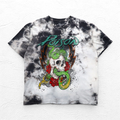 POISON ポイズン バンド Tシャツ XL タイダイ ホワイト グレー スカル メキシコ製