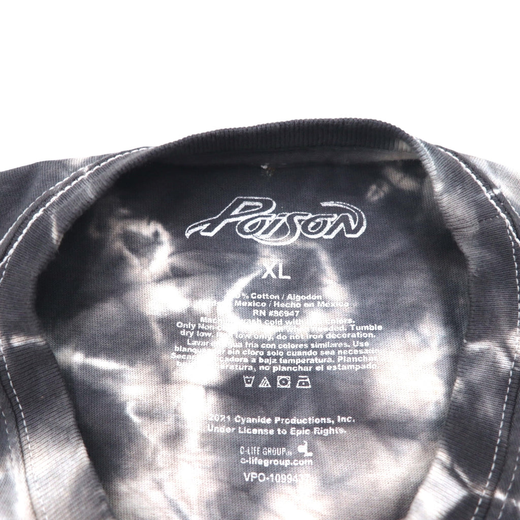 POISON ポイズン バンド Tシャツ XL タイダイ ホワイト グレー スカル メキシコ製