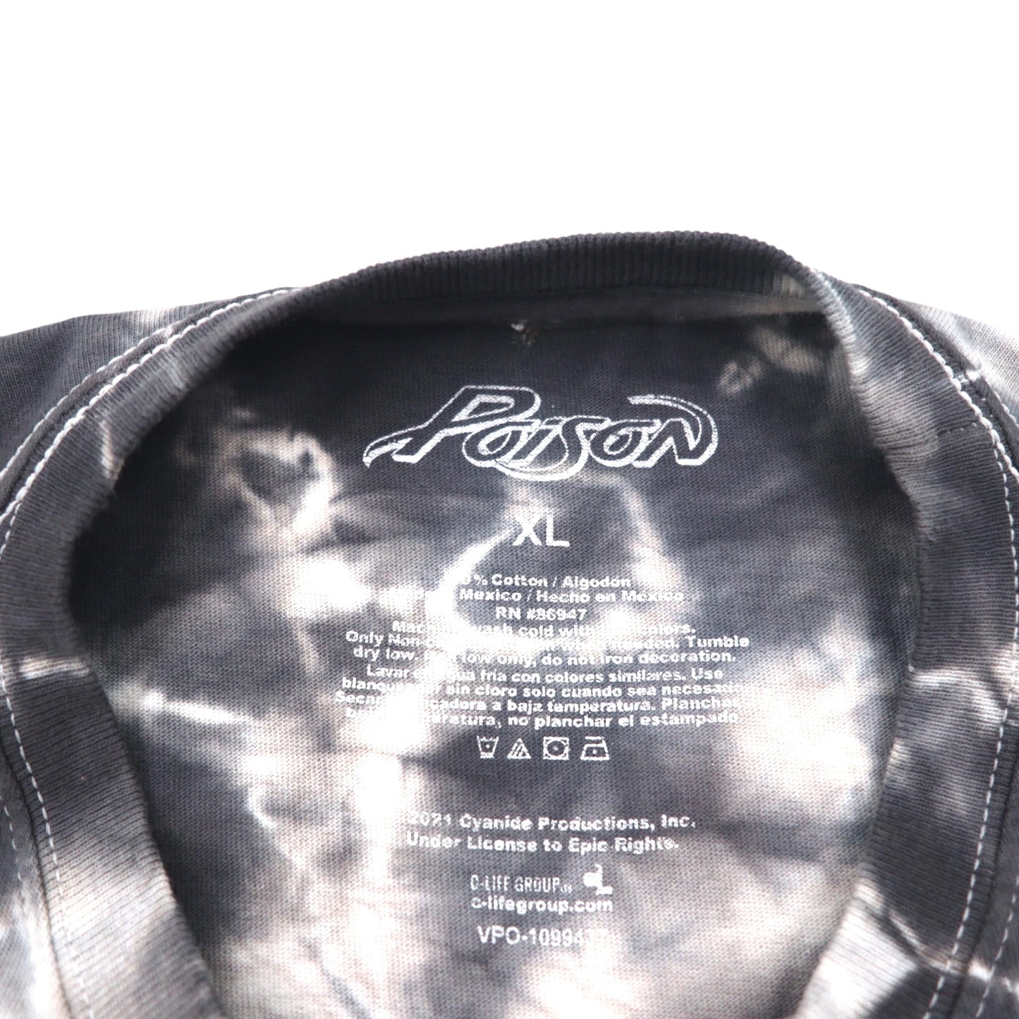 POISON ポイズン バンド Tシャツ XL タイダイ ホワイト グレー スカル メキシコ製