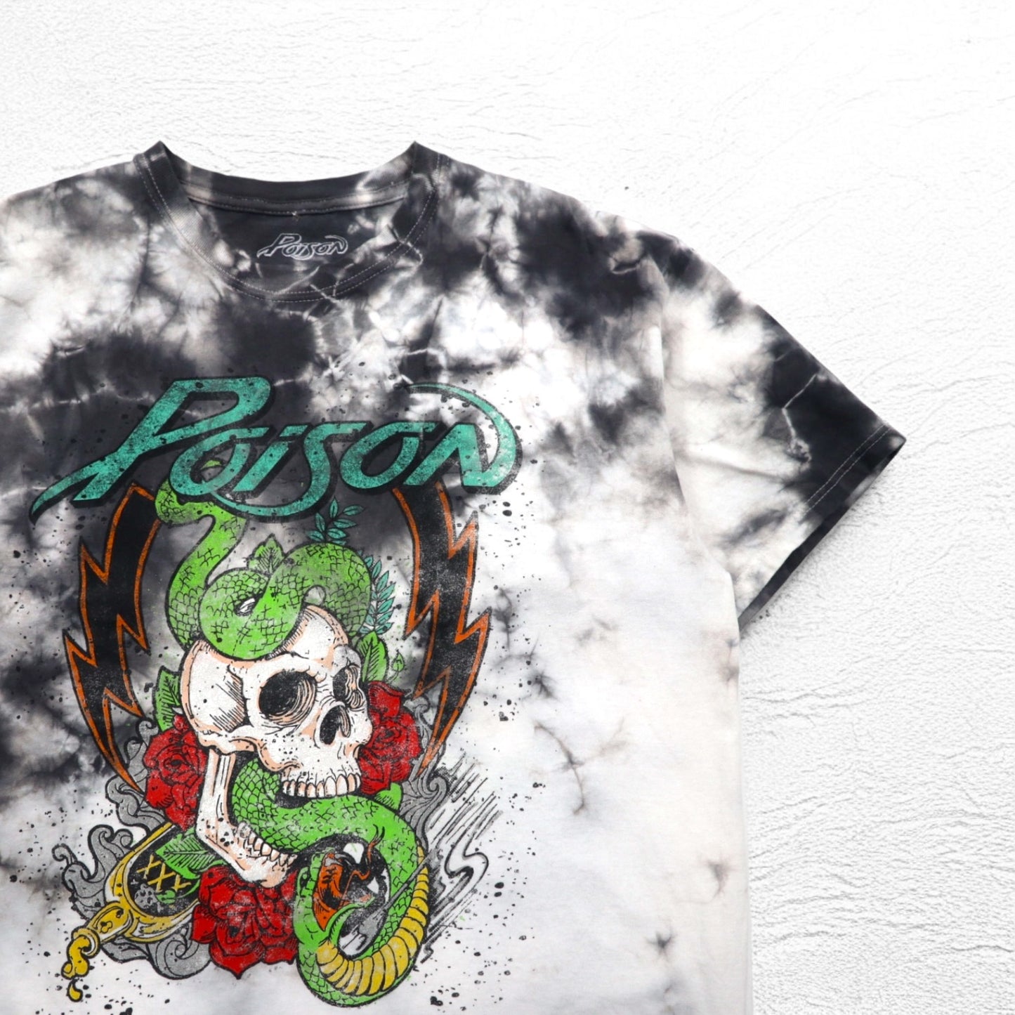 POISON ポイズン バンド Tシャツ XL タイダイ ホワイト グレー スカル メキシコ製