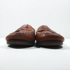 JOHNSTON &amp; MURPHY Intrecciato Penny Loafers, 26cm, Brown, Braided with Passport Coin, Made in Brazil