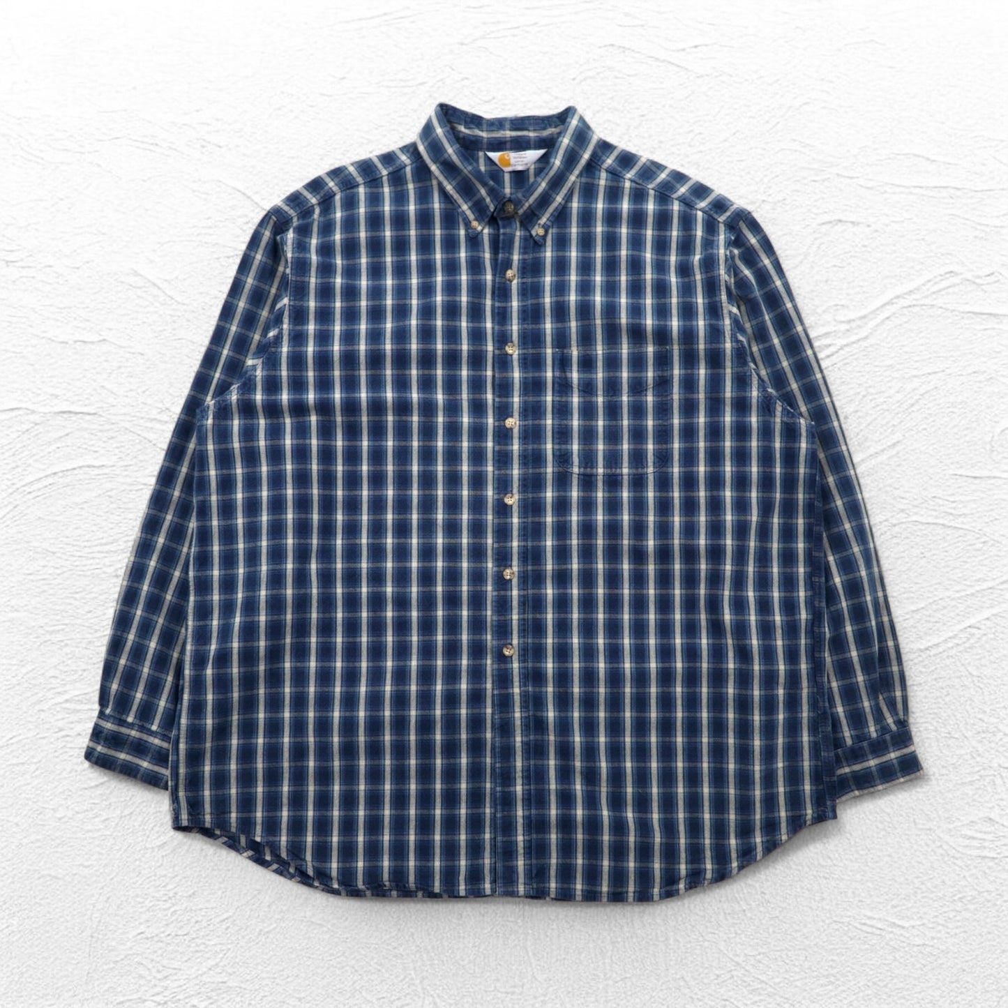 carhartt ボタンダウン フランネルシャツ 2XL ビッグサイズ ブルー チェック コットン